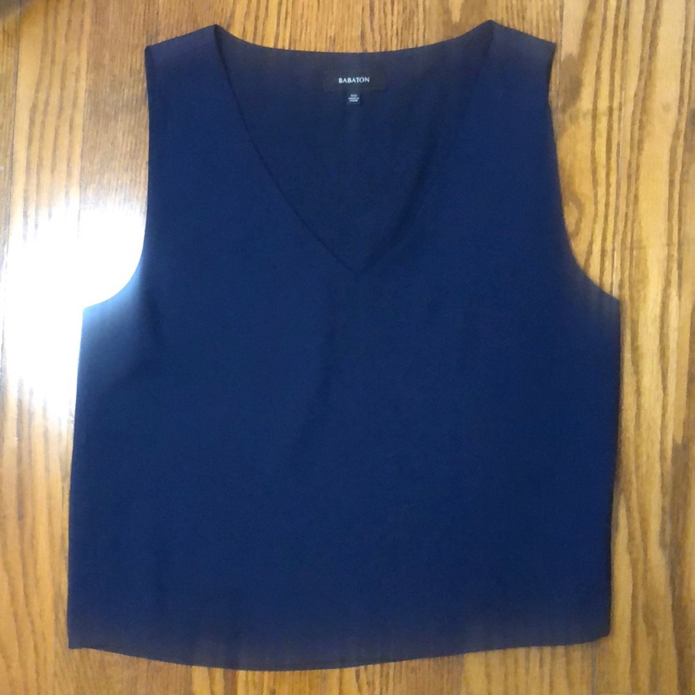 Aritiza cropped navy blouse